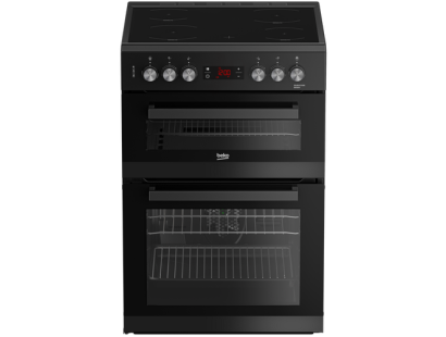 Beko EDC634K 60cm Double Oven Electric Cooker with Ceramic Hob - Black