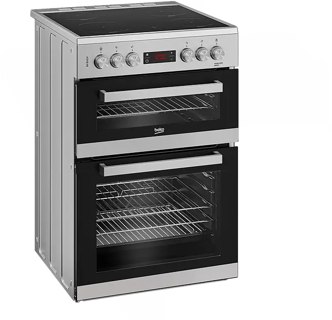 Beko EDC634S 60cm Double Oven Electric Cooker with Ceramic Hob - Silver