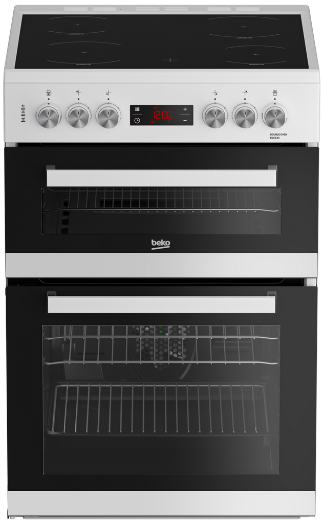 Beko EDC634W 60cm Double Oven Electric Cooker with Ceramic Hob - White