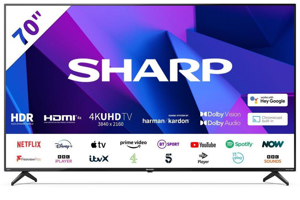 Sharp 4T-C70FN2KL2AB 70" 4K Ultra HD LED Smart TV With Google Assist