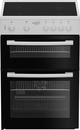 [ZE605W] Zenith ZE605W 60cm Twin Cavity Electric Cooker with Glass Hob - White