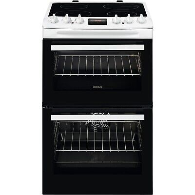 [ZCV46250WA] Zanussi ZCV46250WA 55cm Double Electric Cooker with Ceramic Hob - White