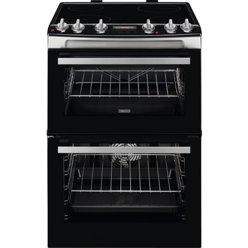 [ZCV66078XA] Zanussi ZCV66078XA 60cm Electric Double Oven with Ceramic Hob - Stainless Steel