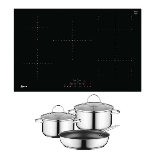 [T48FD23X2KIT] NEFF T48FD23X2KIT Frameless 80cm Induction Hob with CombiZone - Black