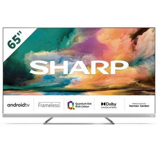 [4T-C65EQ4KM2AGG] Sharp 4T-C65EQ4KM2AGG 65" 4K UHD Frameless Quantum Dot Android TV