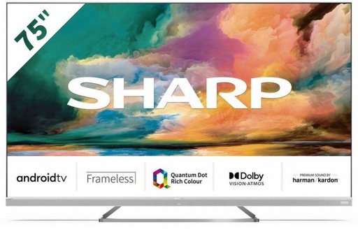 [4T-C75EQ4KM2AG] Sharp 4T-C75EQ4KM2AG 75" 4K UHD Frameless Quantum Dot Android TV